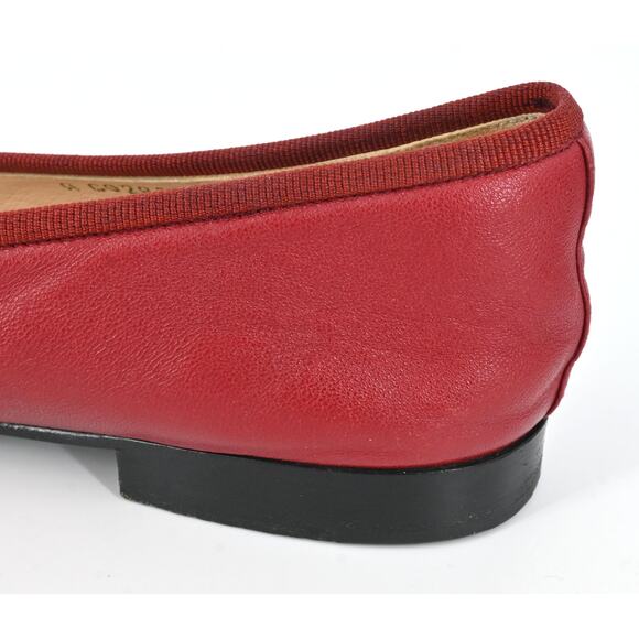 Chanel | Red Leather CC Cap Toe Ballet Flats Size: 38.5 - Picture 13 of 16